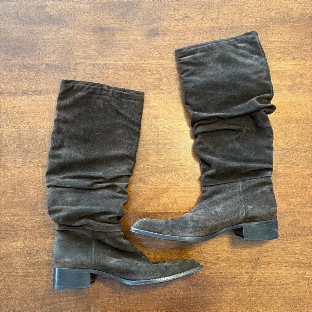 Aquatalia women's tall boots 10.5 brown suede slouchy snip toe